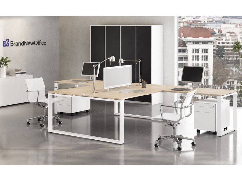 Bralco Loopy Eko meervoudige werkplek – Italiaans bench bureau met zwevende bladen en open frame