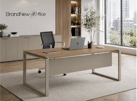 Bureau Bralco Loopy Eko – bureau italien avec structure ouverte et plateau mélaminé flottant
