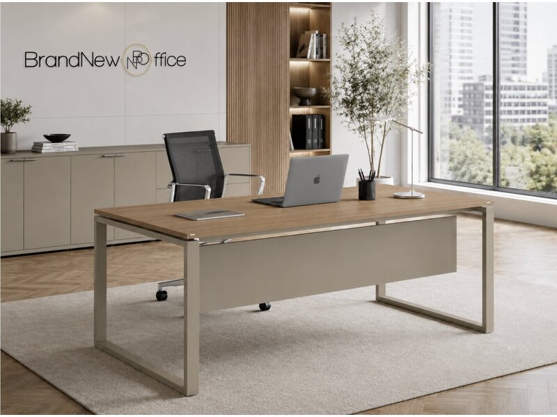 Bureau Bralco Loopy Eko – bureau italien avec structure ouverte et plateau mélaminé flottant