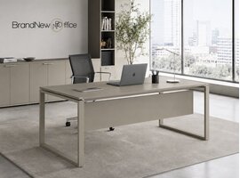 Bureau Bralco Loopy Eko – bureau italien avec structure ouverte et plateau mélaminé flottant