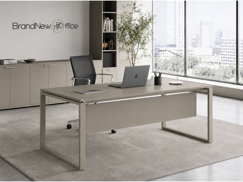 Bureau Bralco Loopy Eko – bureau italien avec structure ouverte et plateau mélaminé flottant