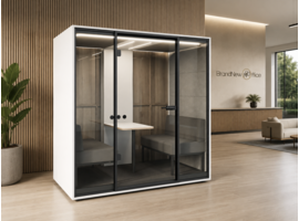 BNO Box4 akoestische vergadercabine – meeting booth voor 4 personen met klasse B geluidsreductie Box4 akoestische vergadercabine – meeting booth voor 4 personen met klasse B geluidsreductie