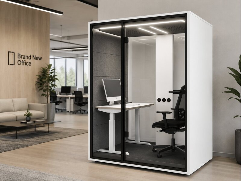 Cabine insonorisée Box2work – cabine acoustique 1 personne avec bureau électrique réglable