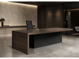 Martex Bureau de direction Martex Kyo Olmo – bureau exclusif en placage bois avec piétement en verre Bureau de direction Martex Kyo Olmo – bureau exclusif en placage bois avec piétement en verre