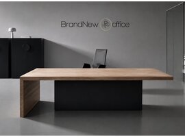 Martex Bureau de direction Martex Kyo Olmo – bureau exclusif en placage bois avec piétement en verre Bureau de direction Martex Kyo Olmo – bureau exclusif en placage bois avec piétement en verre
