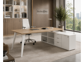 Martex Martex Pigreco executive bureau – elegant directiebureau met lage kast en verfijnde afwerking Martex Pigreco executive bureau – elegant directiebureau met lage kast en verfijnde afwerking