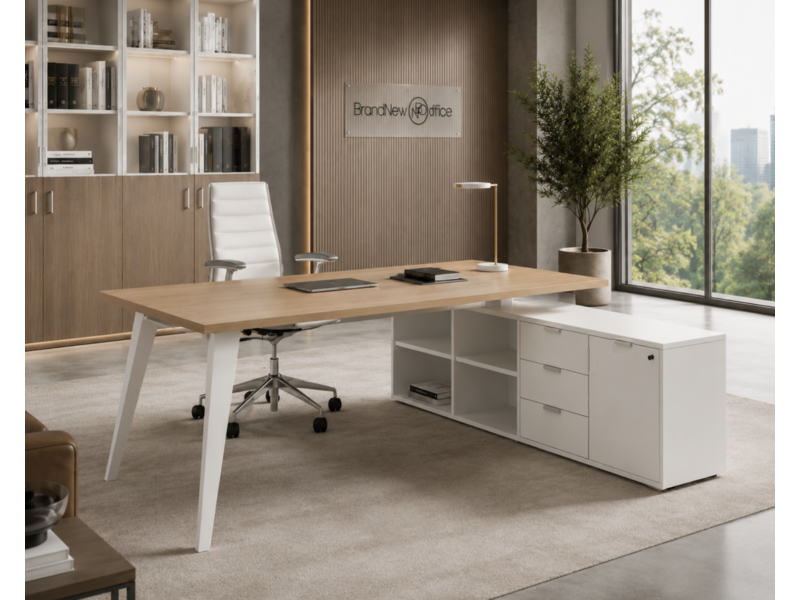 Martex Martex Pigreco executive bureau – elegant directiebureau met lage kast en verfijnde afwerking Martex Pigreco executive bureau – elegant directiebureau met lage kast en verfijnde afwerking