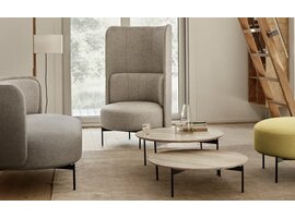 Softline JOE lage tafel low en high – ronde design salontafel voor lounge, lobby en moderne kantoorruimtes