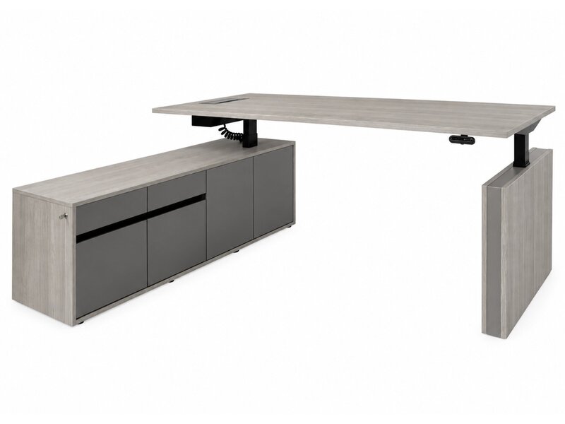 Narbutas Bureau Narbutas Motion Manager assis-debout avec retour – bureau réglable avec câblage intégré Bureau Narbutas Motion Manager assis-debout avec retour – bureau réglable avec câblage intégré