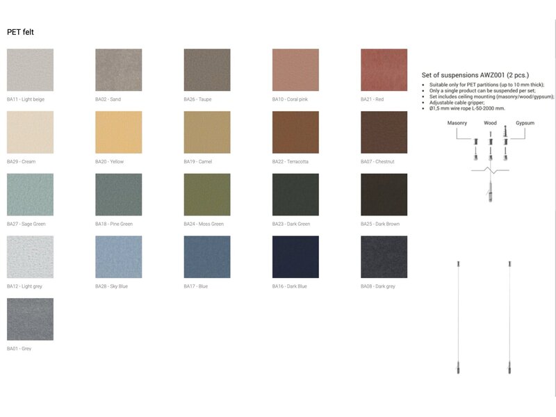 Narbutas Cloison acoustique Narbutas Artwork – Séparation en feutre PET avec NRC 0,77 Cloison acoustique Narbutas Artwork – Séparation en feutre PET avec NRC 0,77