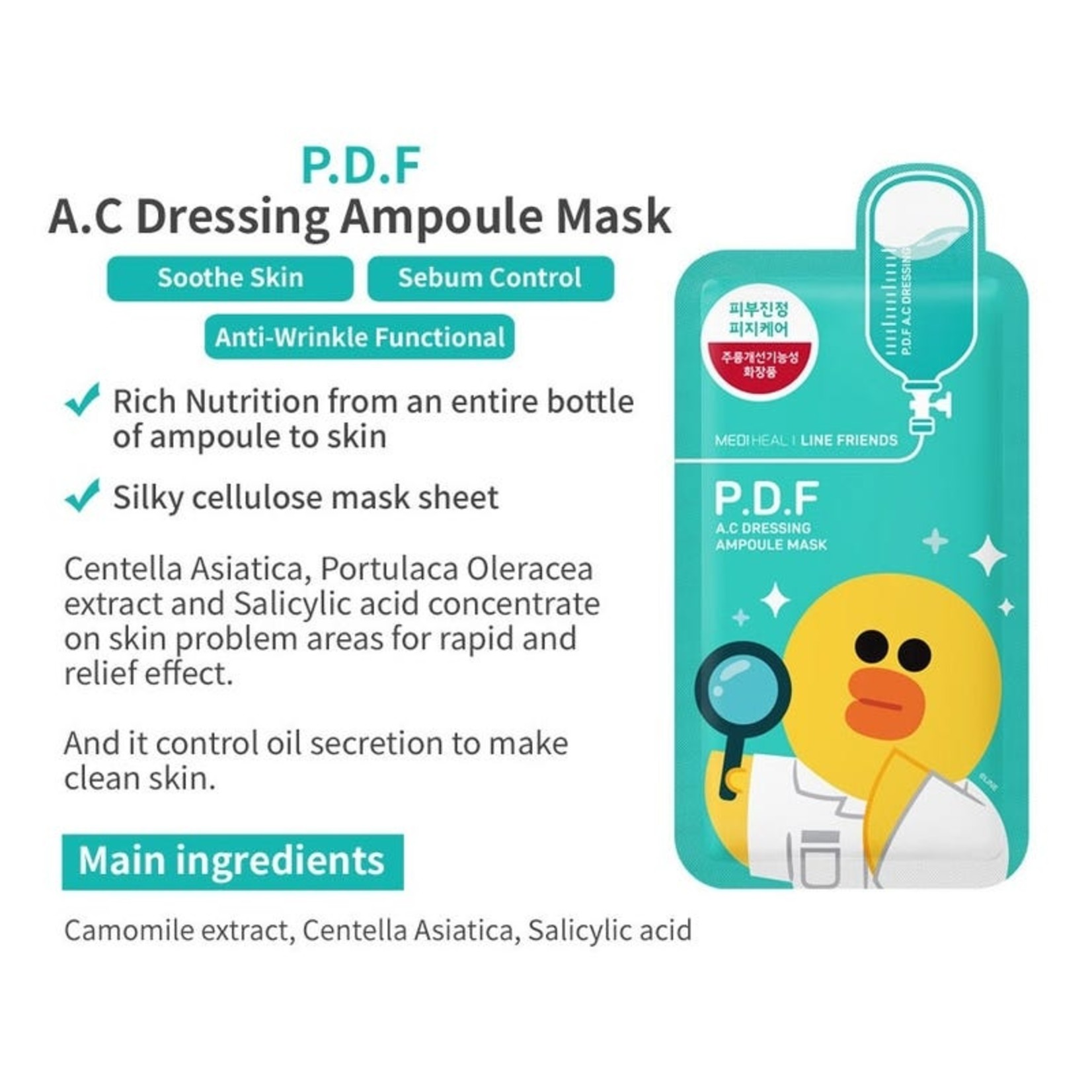 Mediheal P.D.F AC Dressing Ampoule Mask  (Line Friends Edition)