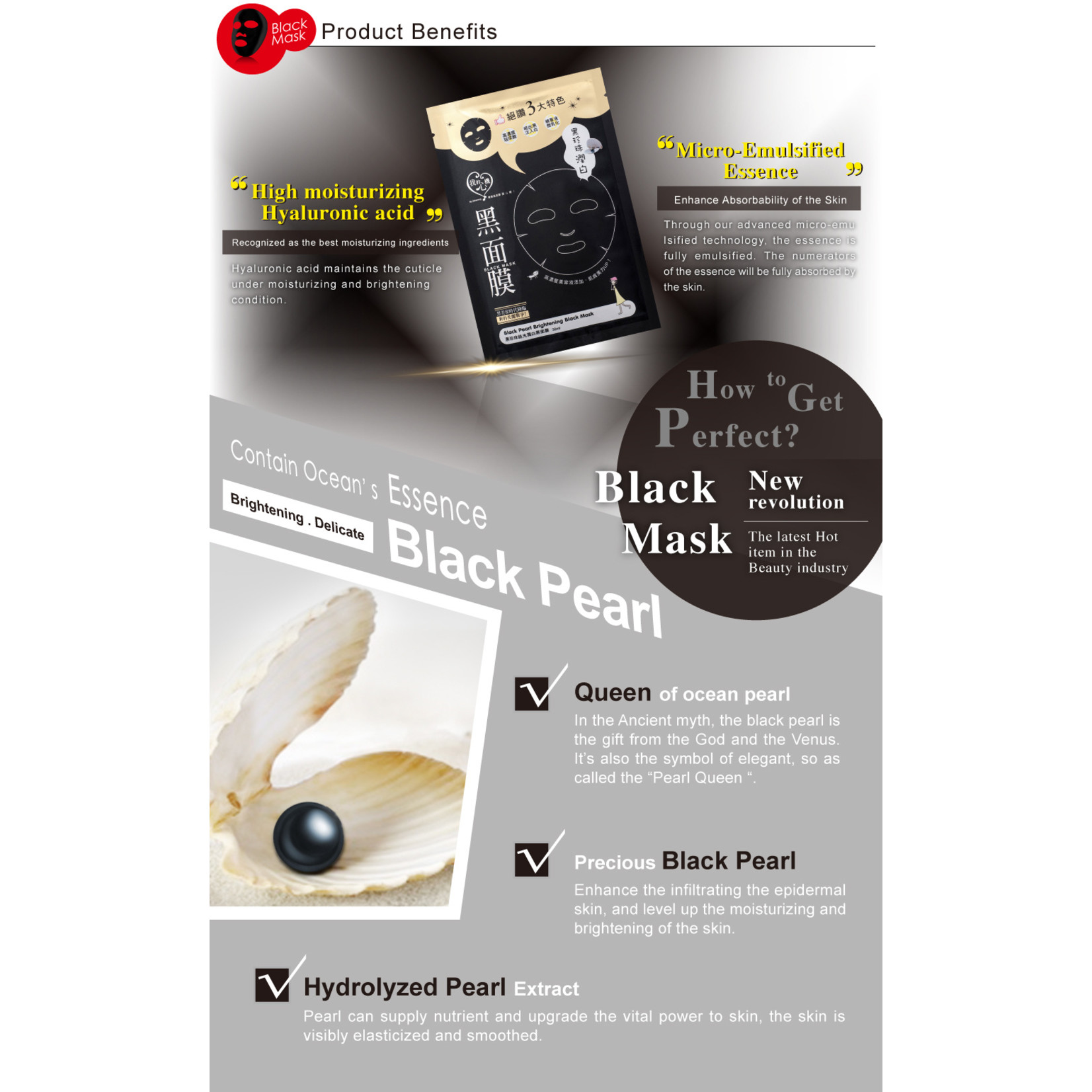 My Scheming Black Pearl Brightening Black Mask (8 pcs)