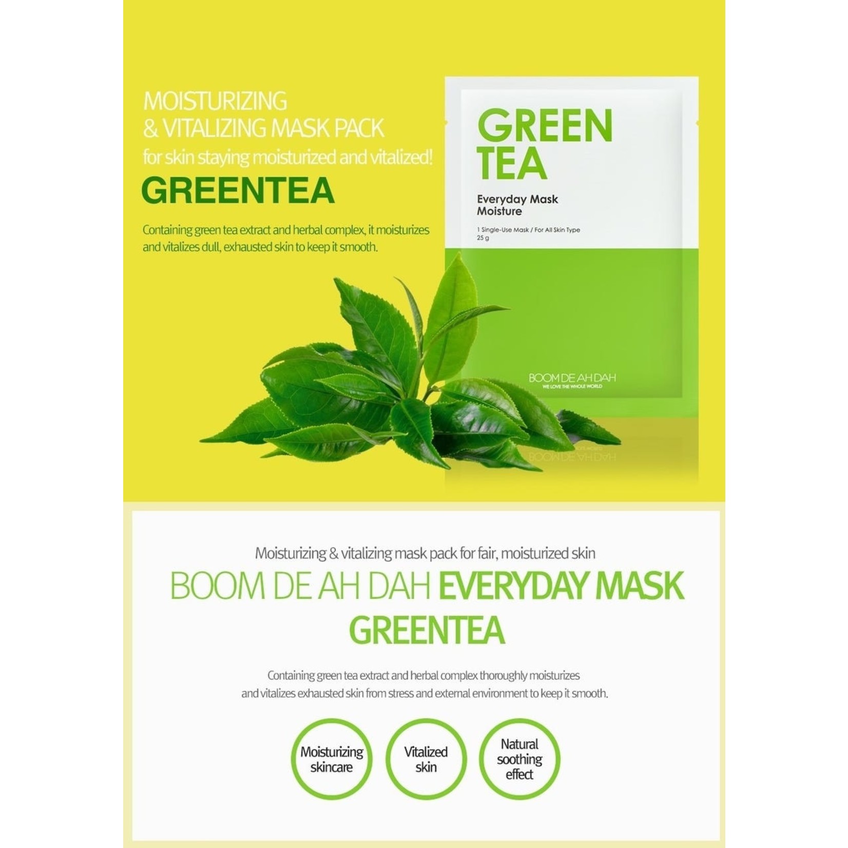 BOOM DE AH DAH Green Tea Everyday Mask Moisture