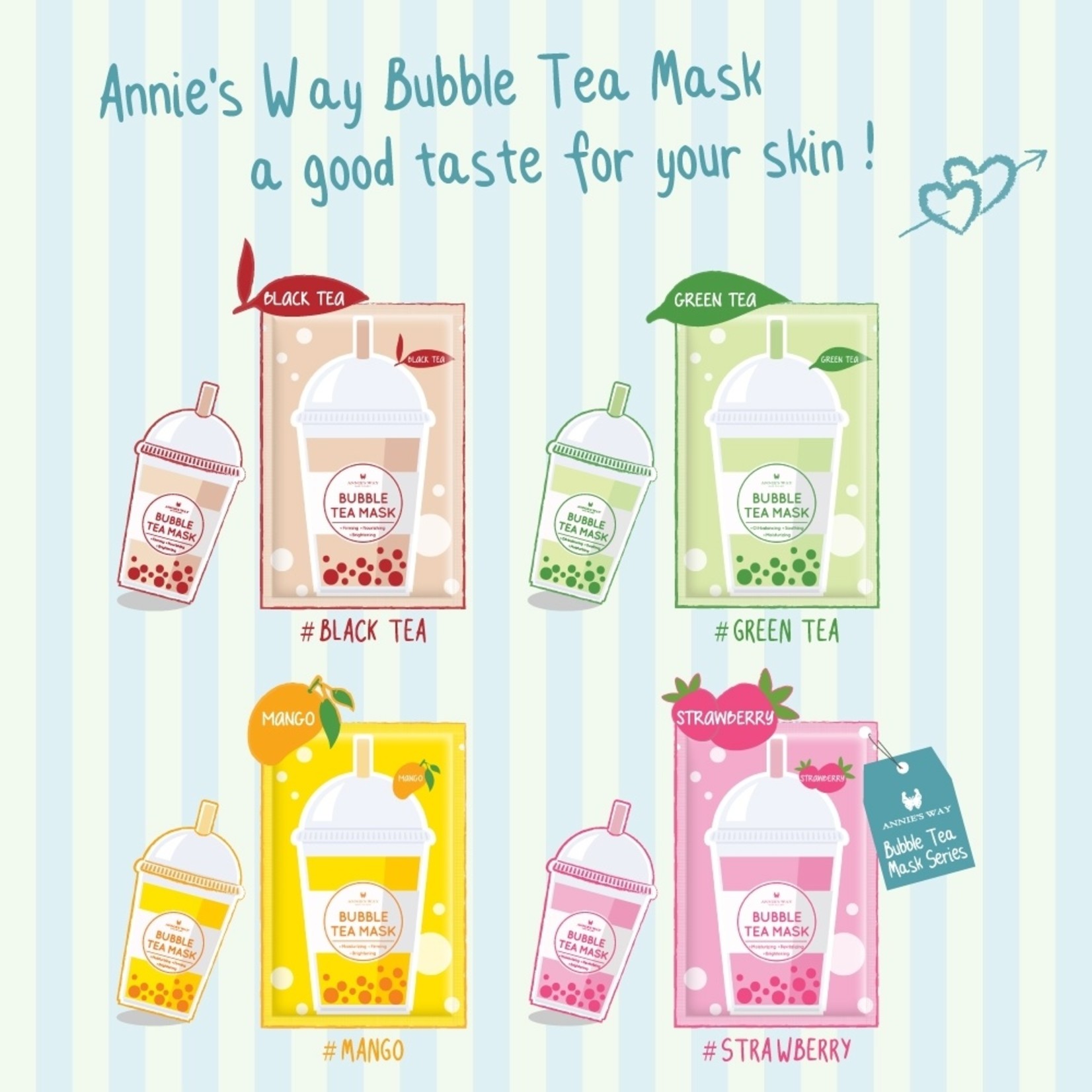 Annie's Way Black Tea Bubble Tea Invisible Silk Mask