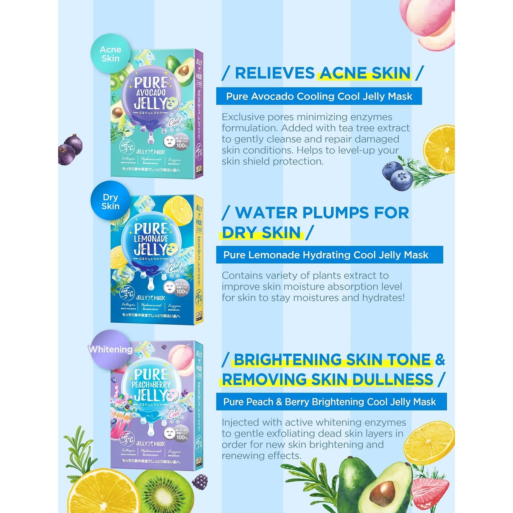 SEXYLOOK Pure Cool Jelly Mask Trial Mix (3 pcs)