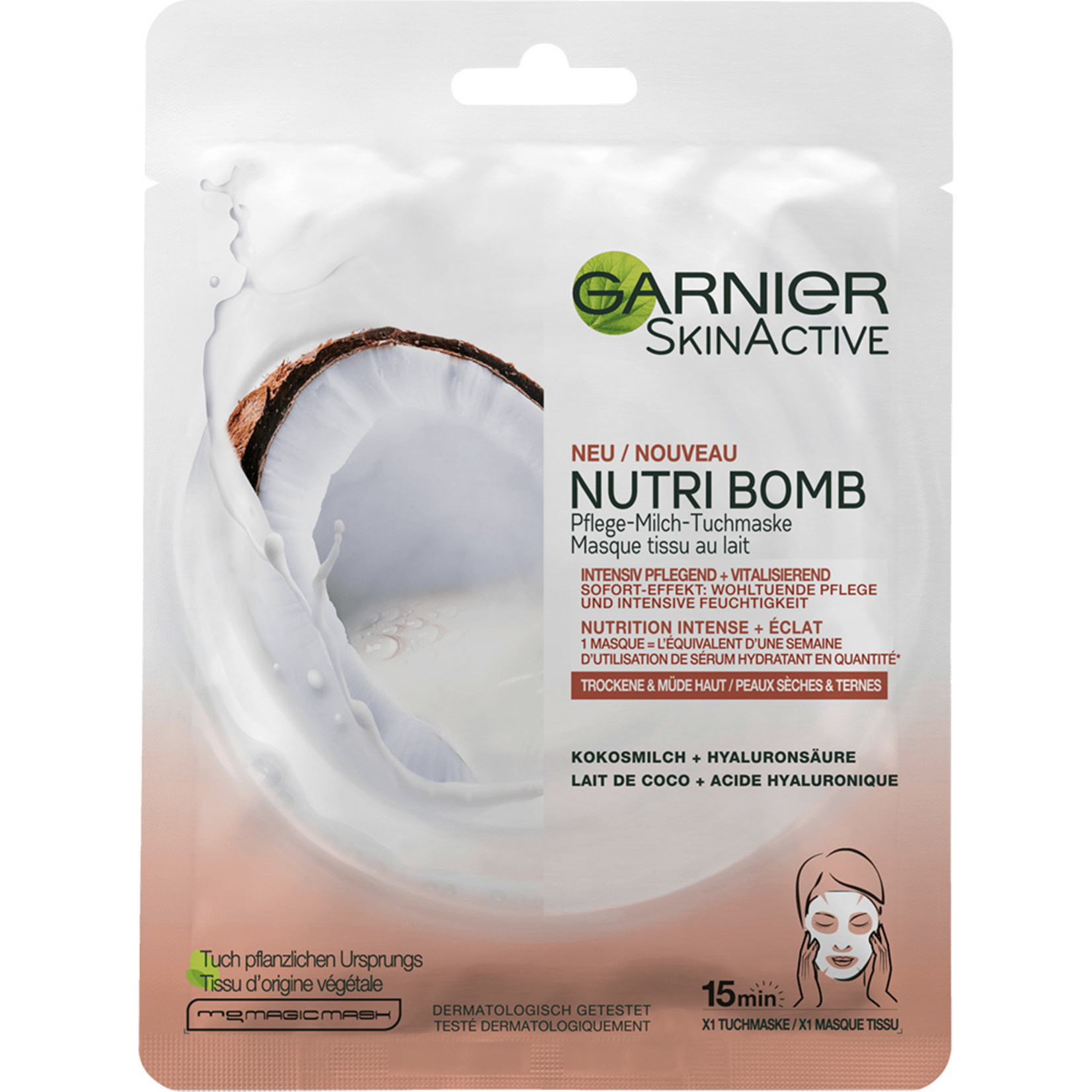 Garnier SkinActive Nutri Bomb Pflege-Milch-Tuchmaske Kokosmilch