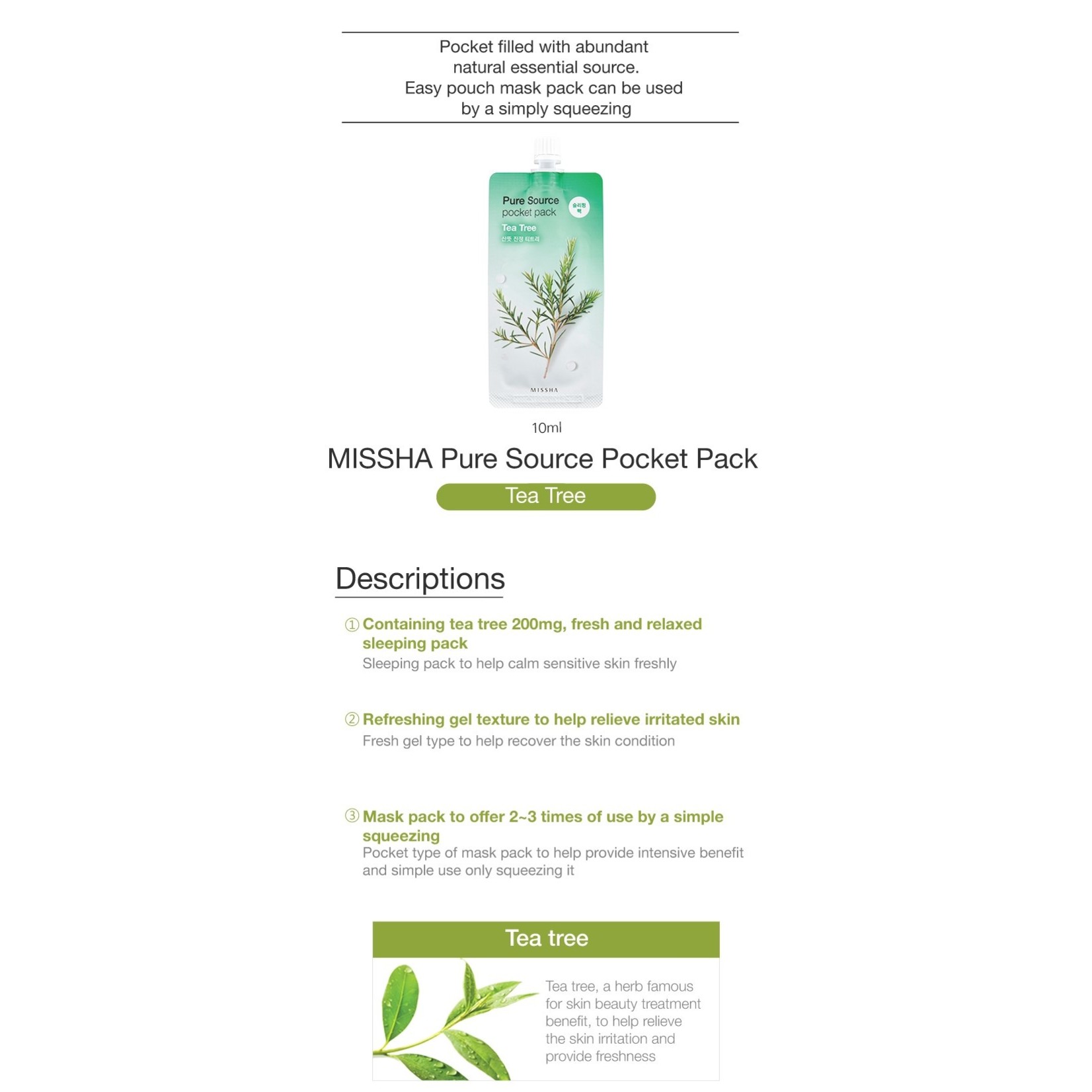 MISSHA Pure Source Pocket Pack (Tea Tree)