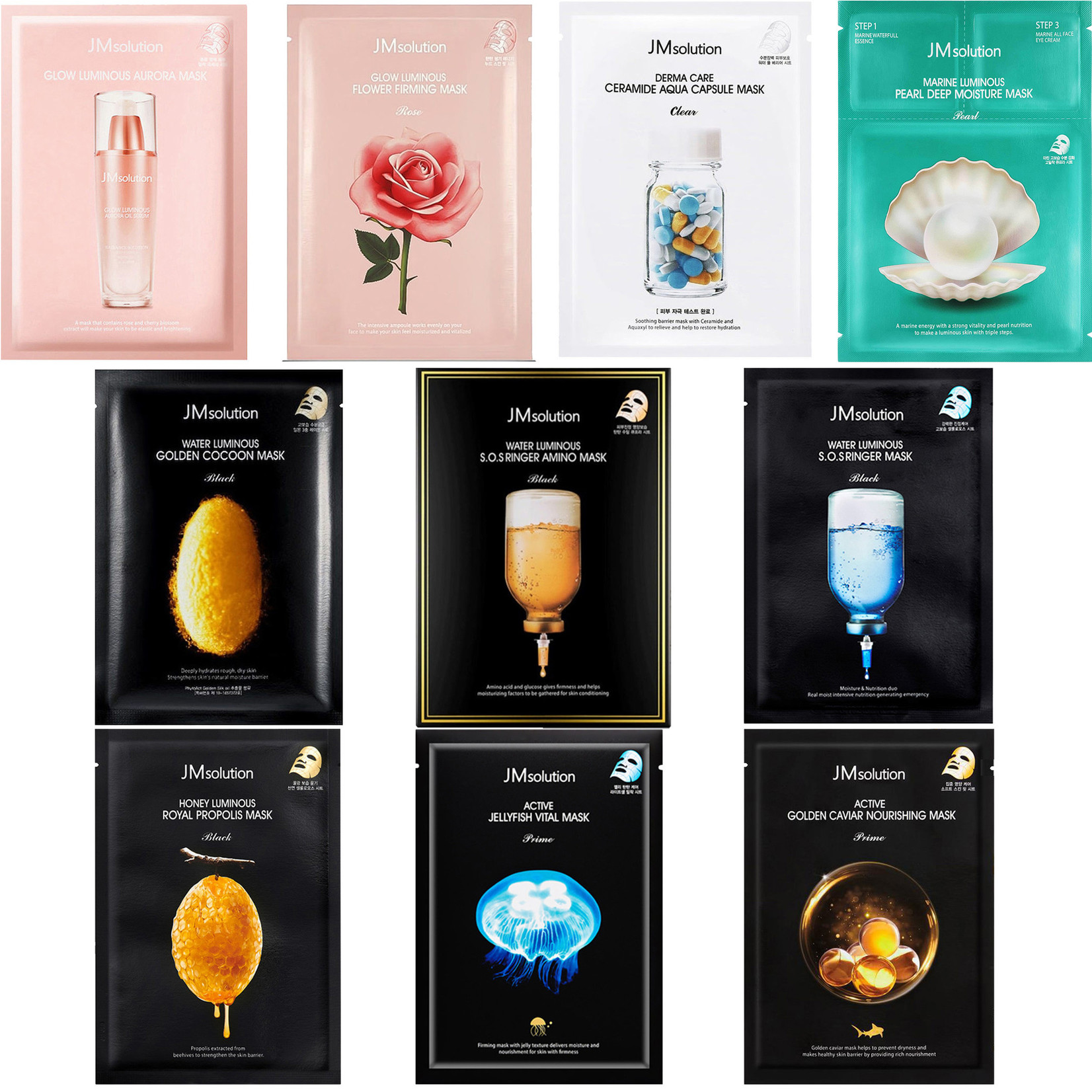 JMsolution K-Beauty Sheet Mask Trial Mix (10 pcs)