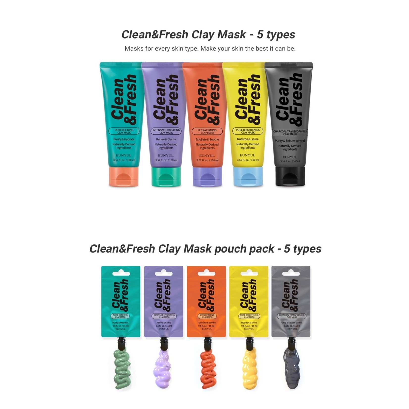Clean & Fresh Clay Mask Pouch Pack - Charcoal Transforming