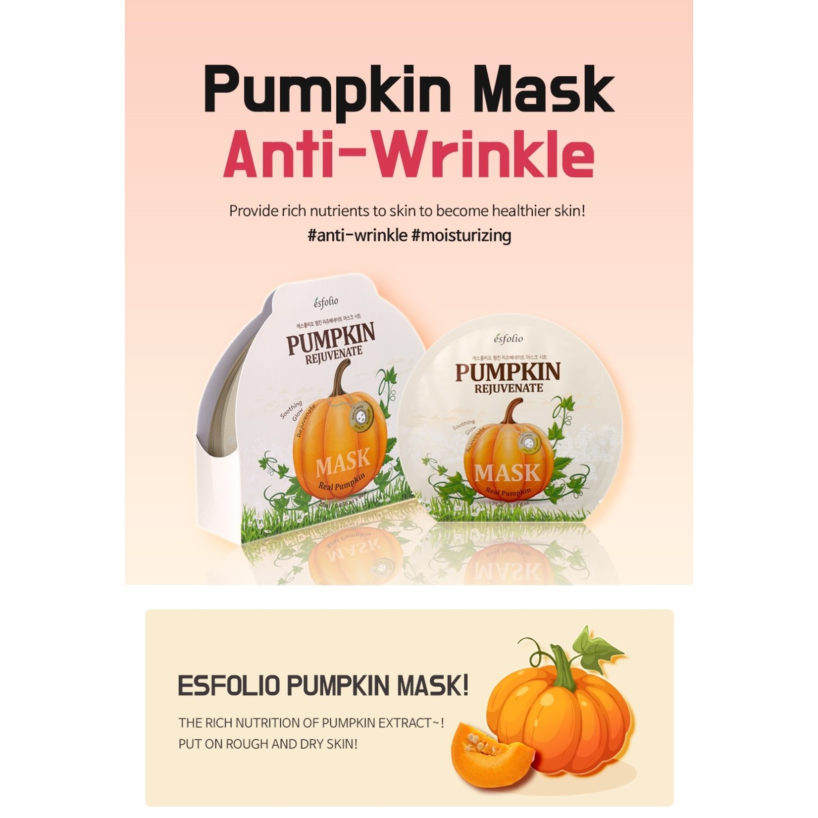 esfolio Pumpkin Rejuvenate Sheet Mask