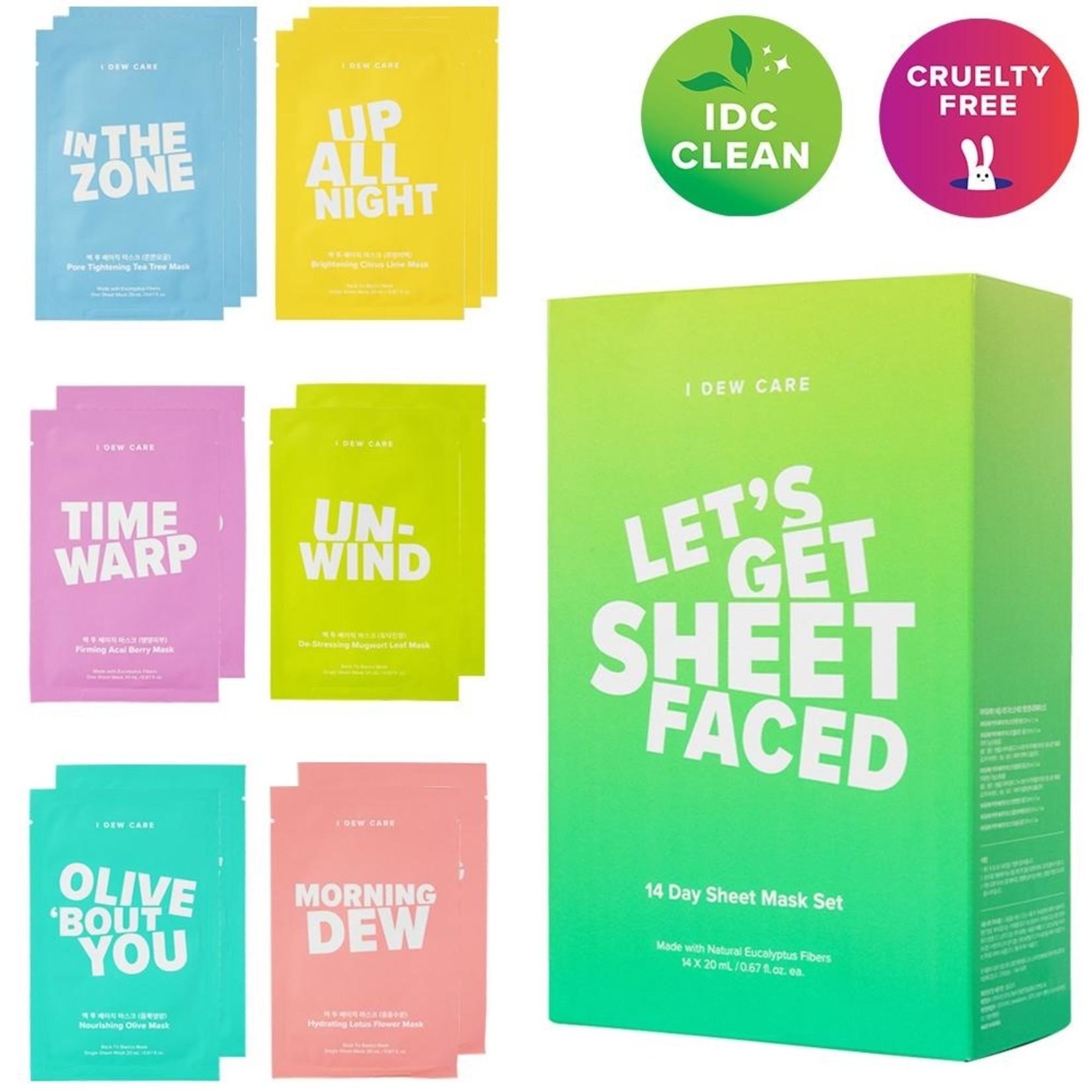 "Let's Get Sheet Faced" Tuchmasken Set (14 Stk)