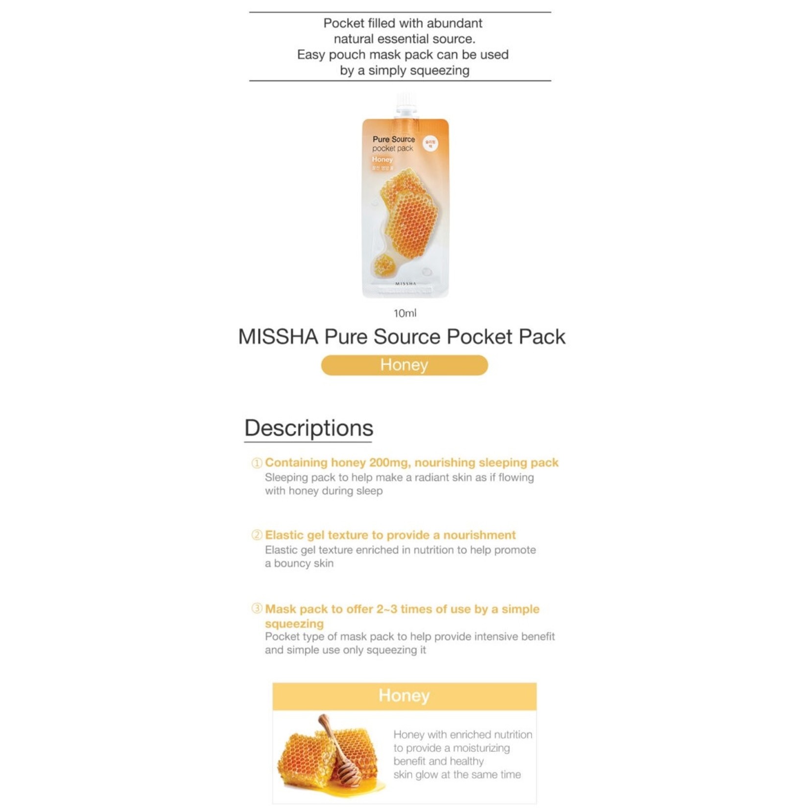 MISSHA Pure Source Pocket Pack (Honey)