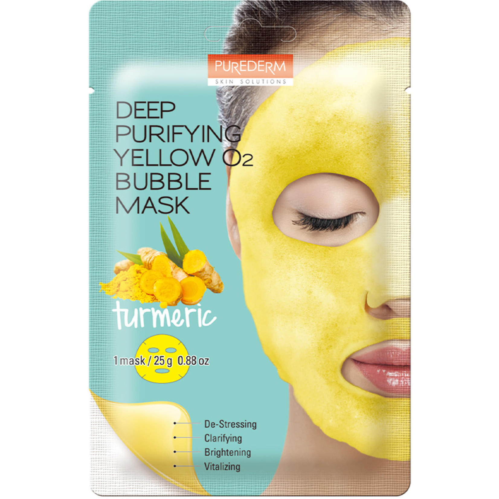 PUREDERM Deep Purifying Yellow O2 Bubble Mask (Turmeric)