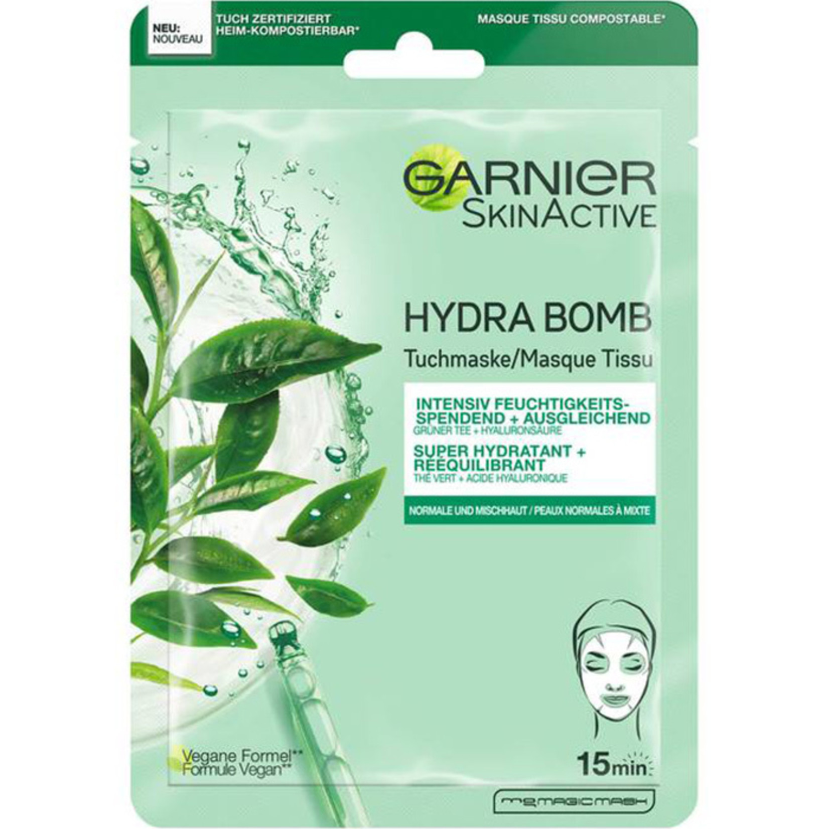 guitar Afbestille Tidsplan Garnier SkinActive - Hydra Bomb Sheet Mask Green Tea - sheetmask.ch