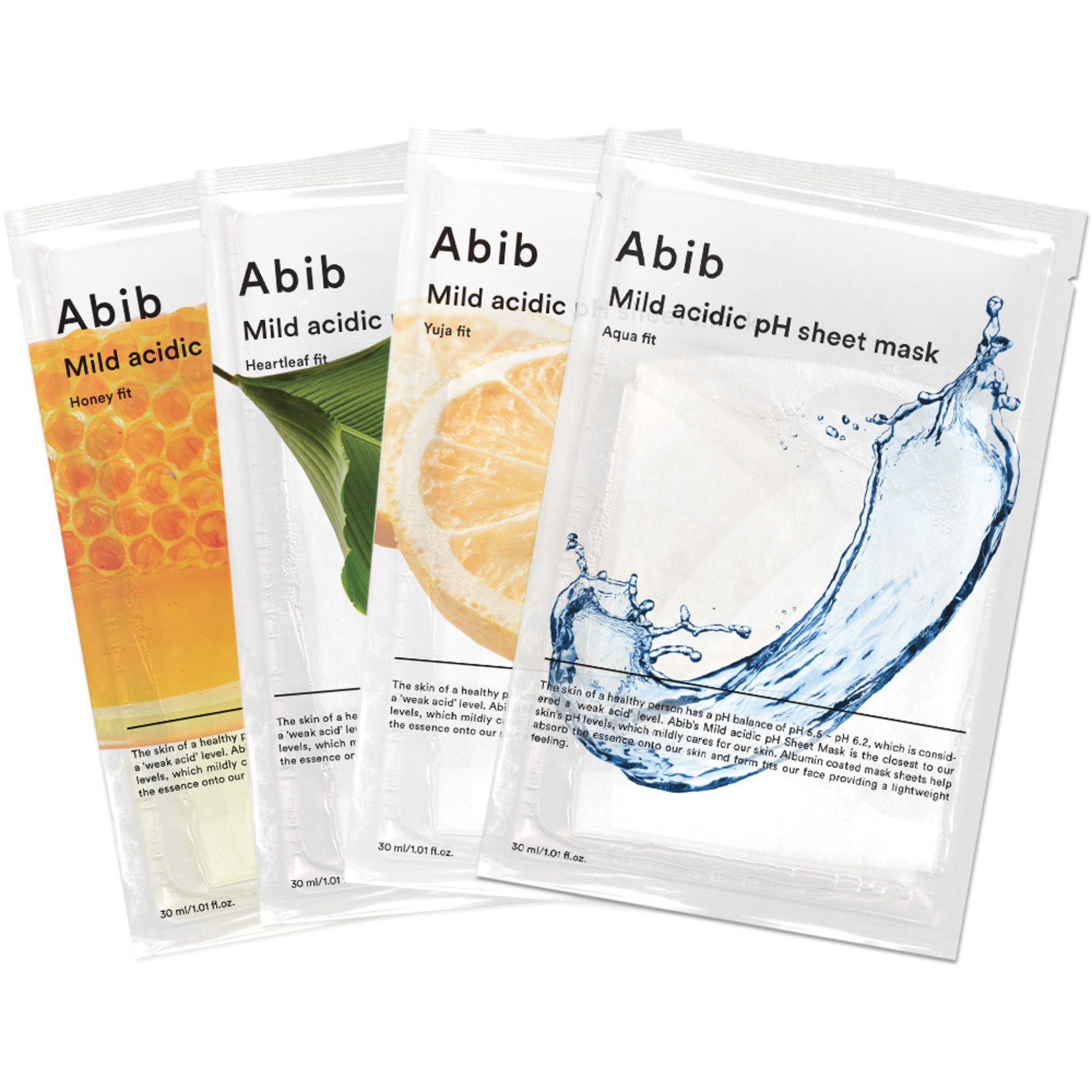 Abib Mild Acidic pH Sheet Mask Mix Set (4 pcs)