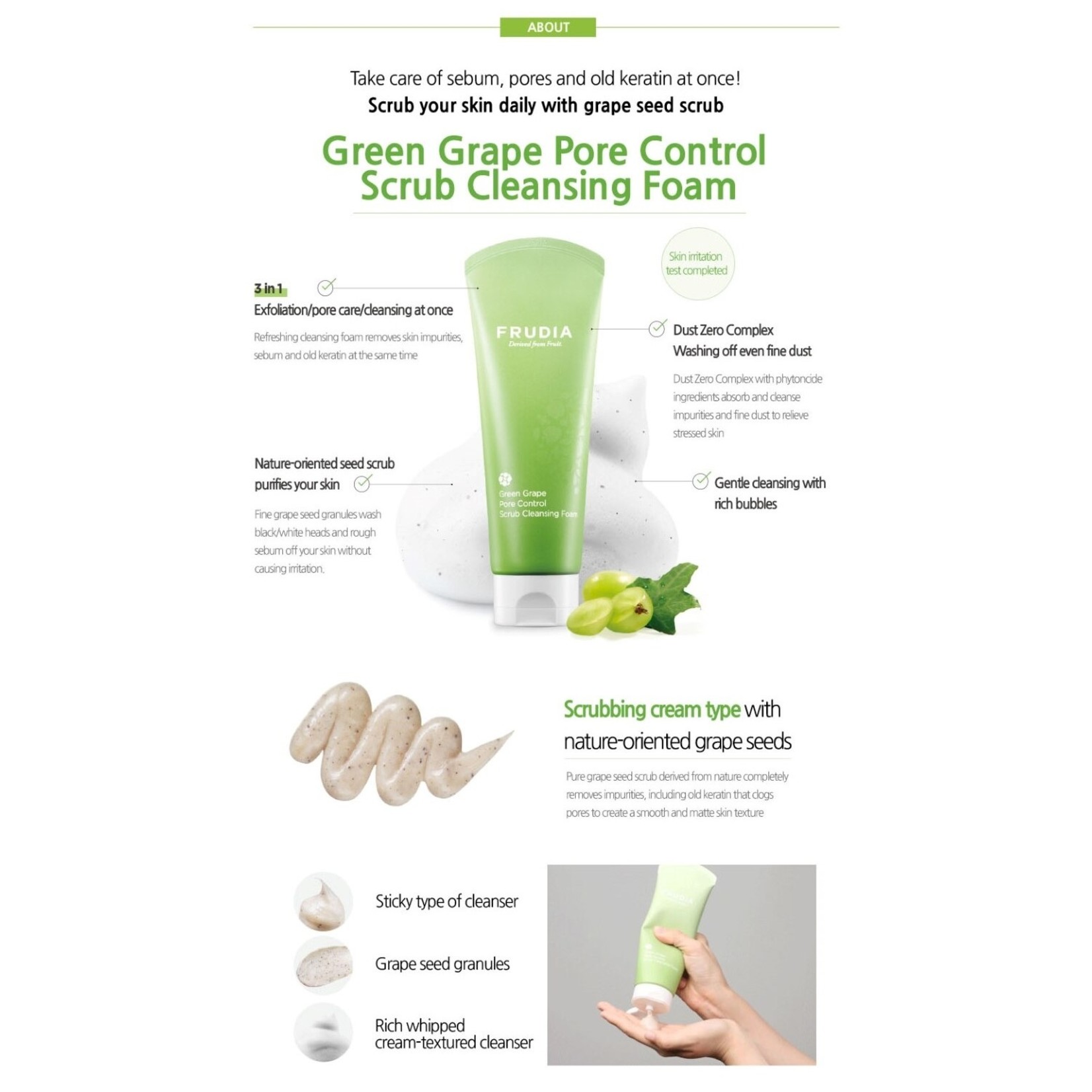 Green Grape Pore Control Scrub Cleansing Foam