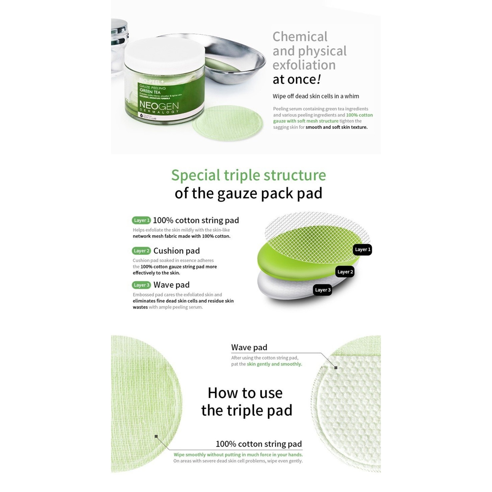 NEOGEN Bio-Peel Pad Green Tea (1 Stk)