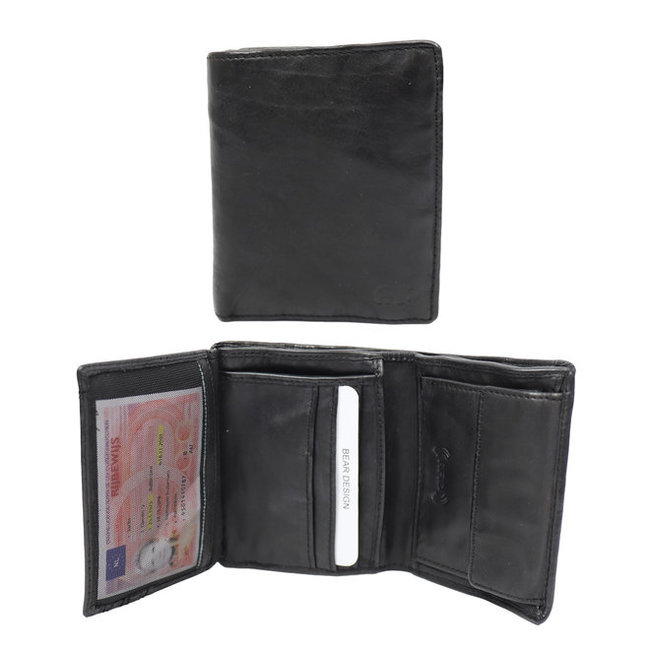 Bear Design  'Harold' Billfold portemonnee  Black - CL 14985 , Cow Lavato Collectie