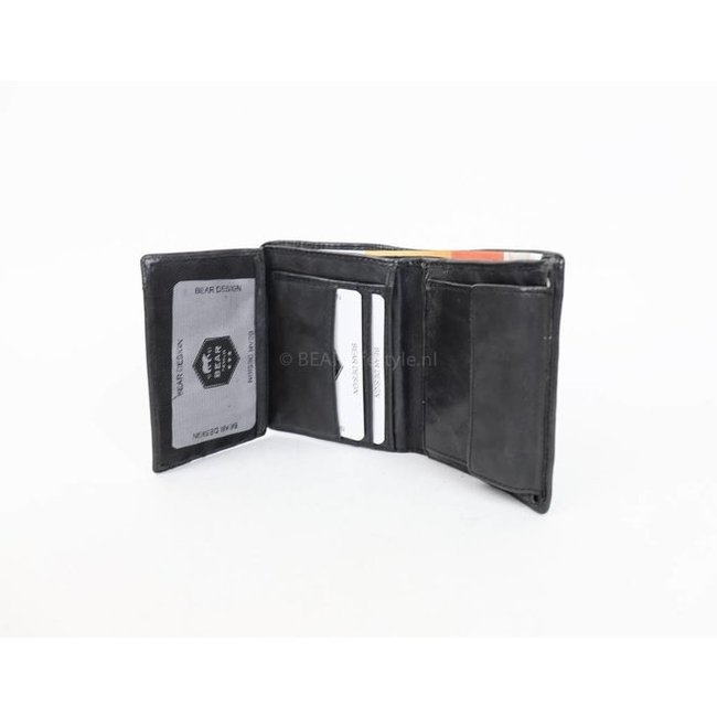 Bear Design  'Harold' Billfold portemonnee  Black - CL 14985 , Cow Lavato Collectie