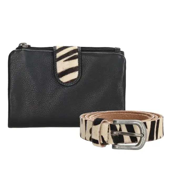 Charm London - Giftset RFID portemonnee en riem, zebra print
