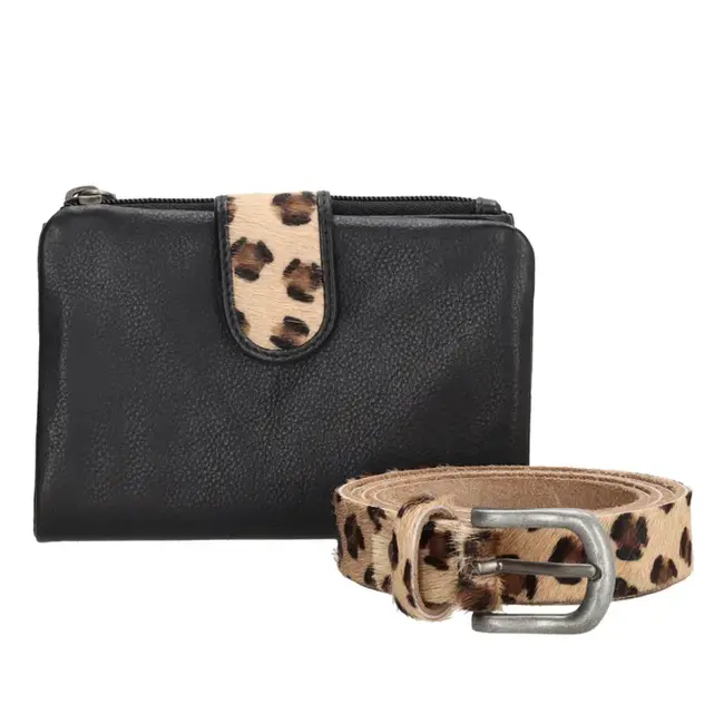 Charm London - Giftset RFID portemonnee en riem, Luipaard print