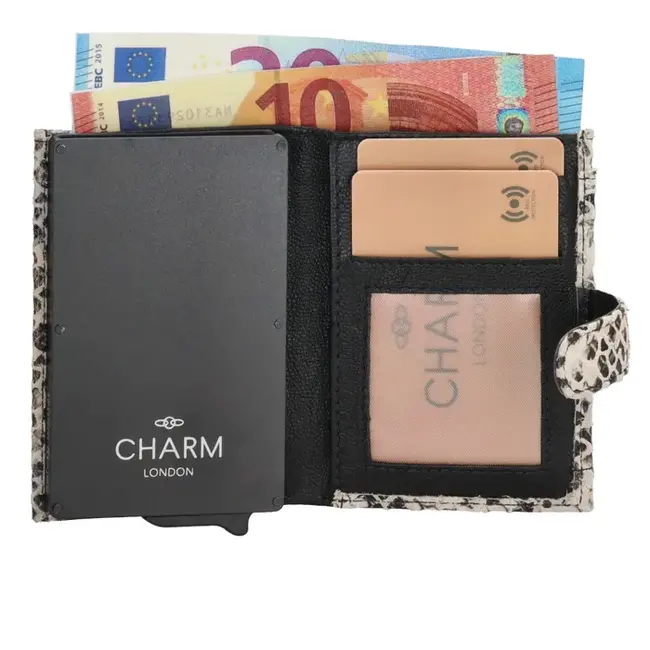 Charm London - creditcard etui, zwart/wit slang