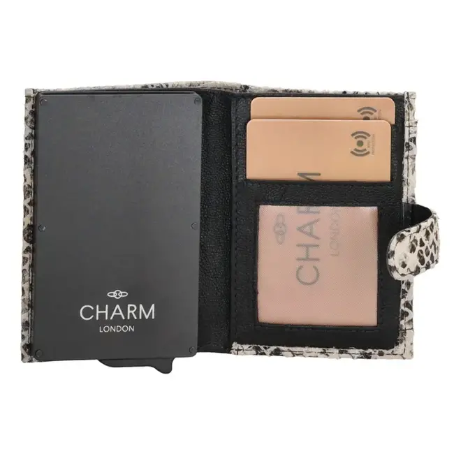 Charm London - creditcard etui, zwart/wit slang