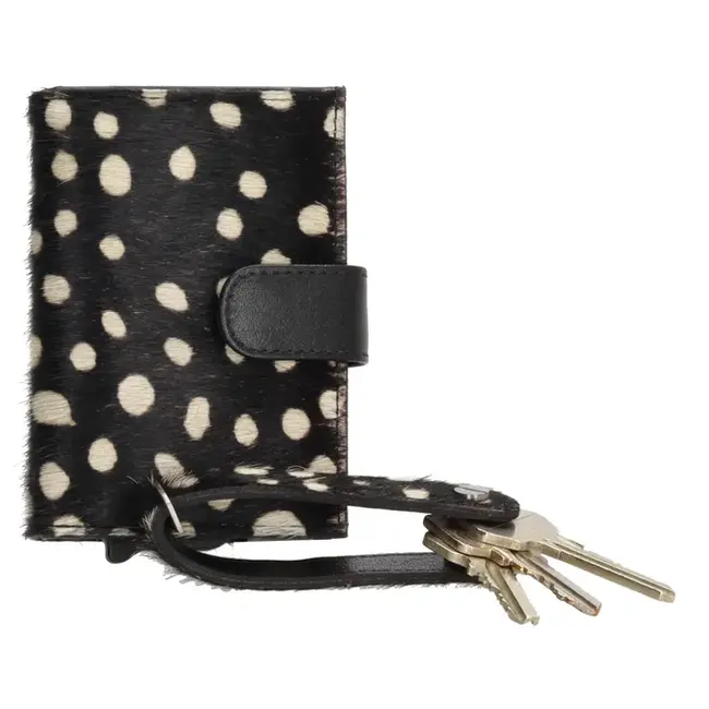 Hide & Stitches Giftset Hide & Stitches Walowa safety wallet & sleutelhanger, Jachtluipaard zwart