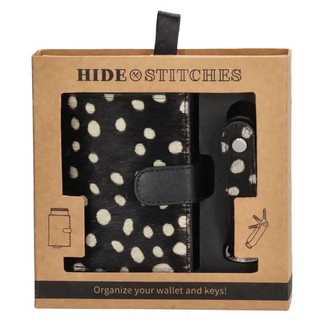 Hide & Stitches Giftset Hide & Stitches Walowa safety wallet & sleutelhanger, Jachtluipaard zwart