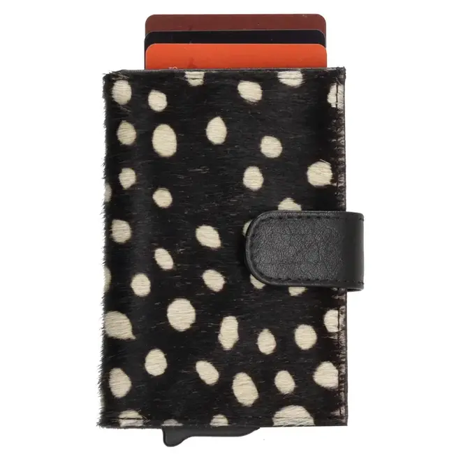Hide & Stitches Giftset Hide & Stitches Walowa safety wallet & sleutelhanger, Jachtluipaard zwart
