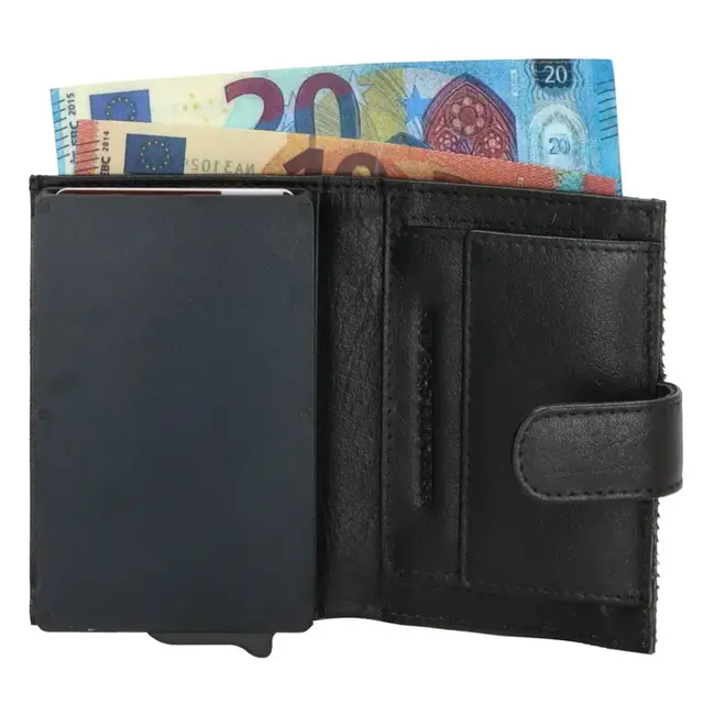 Hide & Stitches Giftset Hide & Stitches Walowa safety wallet & sleutelhanger, Jachtluipaard zwart