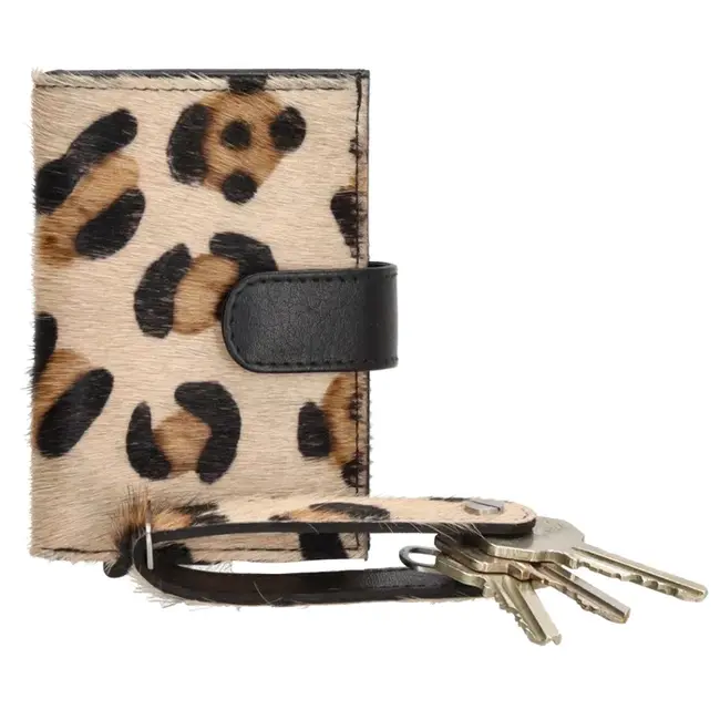 Hide & Stitches Giftset Hide & Stitches Walowa safety wallet & sleutelhanger, Luipaard