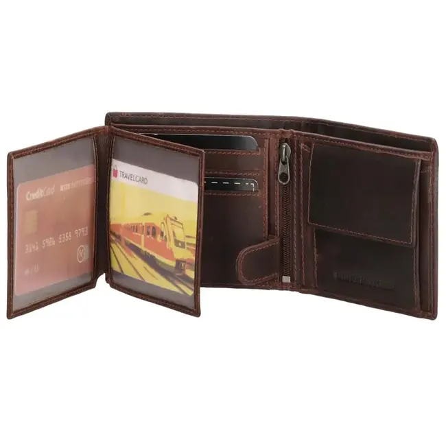 Hide & Stitches Hide & Stitches Japura billfold portemonnee, donkerbruin