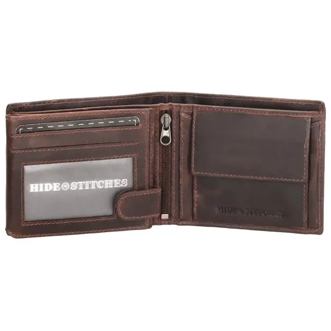Hide & Stitches Hide & Stitches Japura billfold portemonnee, donkerbruin