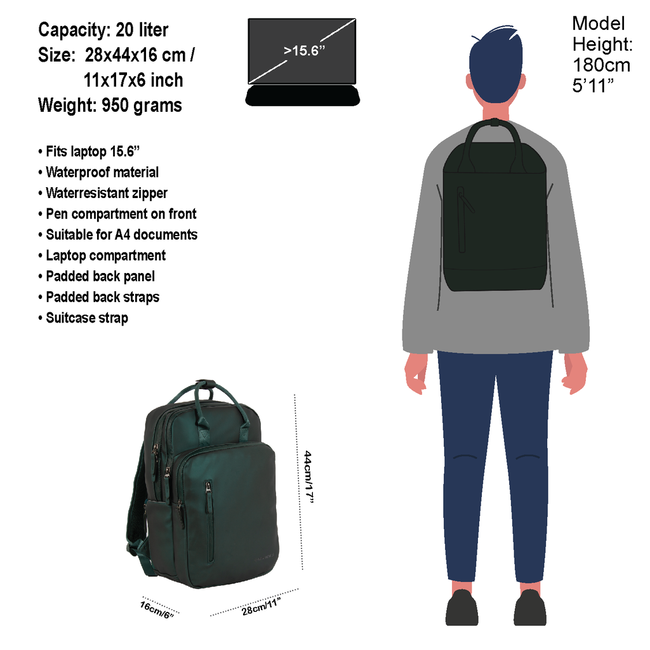 New Rebels 'William' Milwaukee handel backpack - Metallic Green