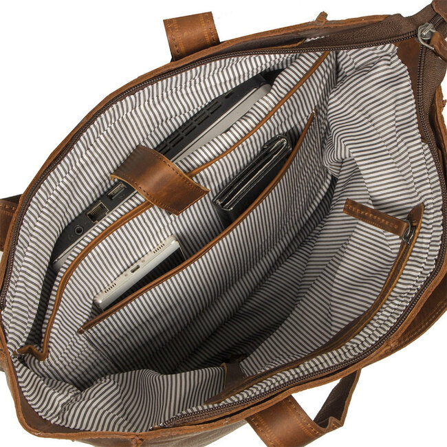 Justified  'Nynke' Cognac - Shopper & Laptop Bag - 14 inch