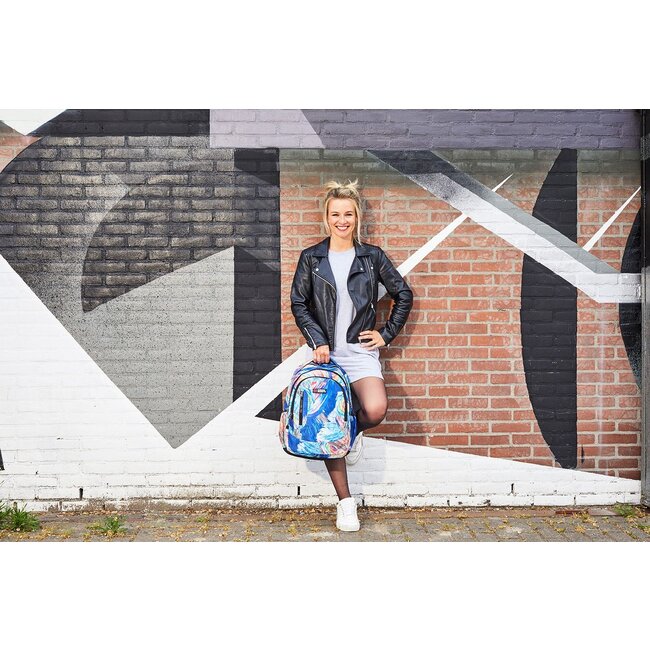 Enrico Benetti 'Capetown' Laptop Rugzak 15 inch - Blauw/Bloemen