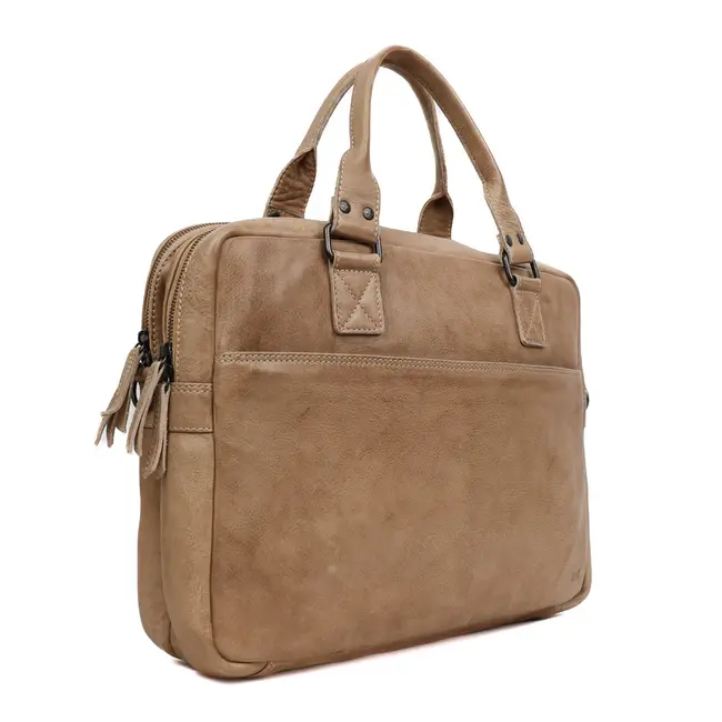Bear Design Laptoptas 'Leandro' Baltic Beige - Cow Lavato Collectie