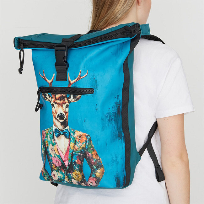 New Rebels Mart Art Roll-Top Backpack (L) - 'Dressed Deer'