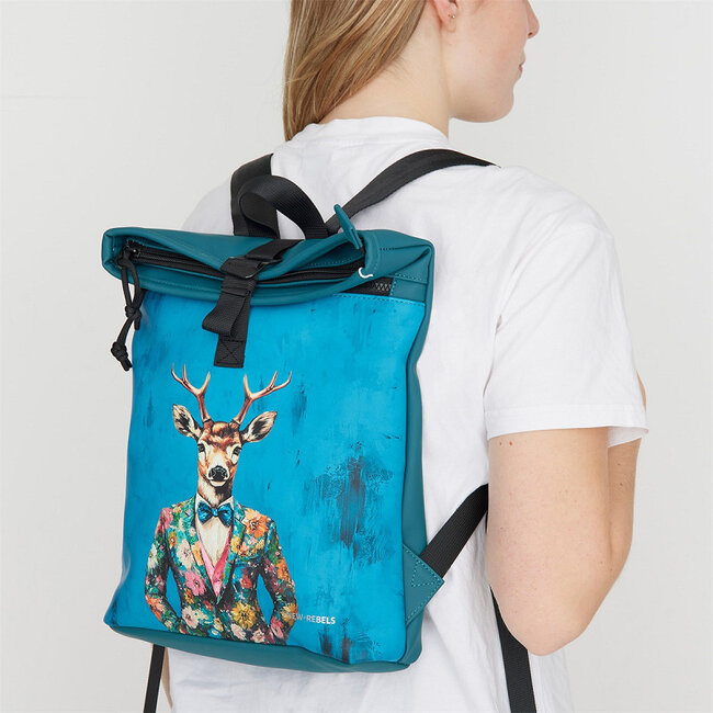 New Rebels Mart Art  Roll-Top Backpack mini 'Dressed Deer'